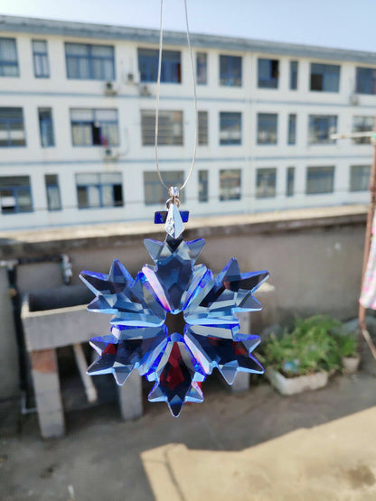 1PCS New Blue Crystal Snowflake Ornament Charm Pendant Party Decoration