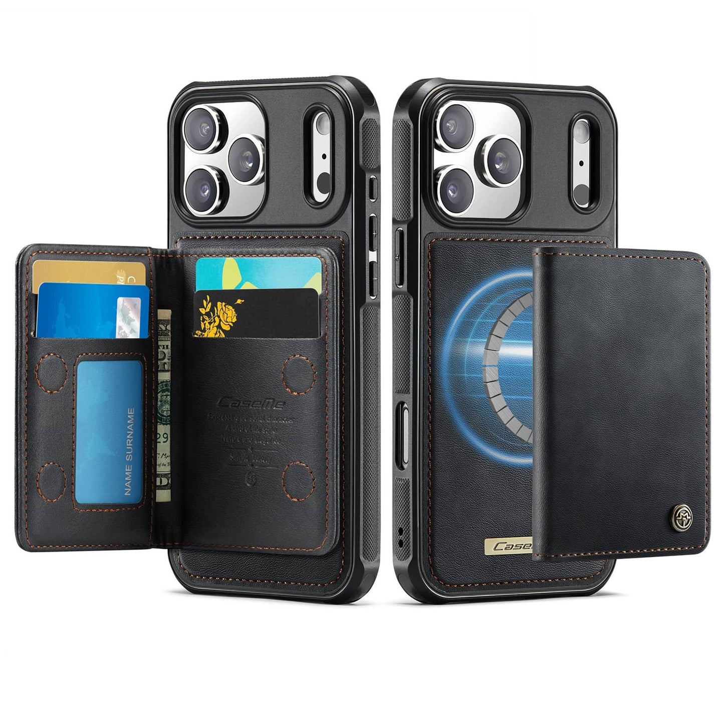 For iPhone 17/Air/16e/15/14/13/12/11 Pro Max Wallet Case Magnetic Card Holder