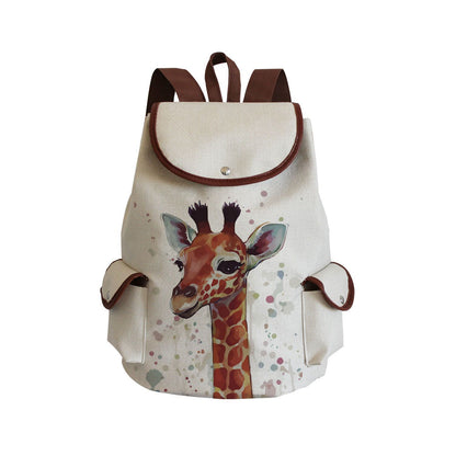 Large Traveling Backpack Watercolor Animal Print Purse Portable Traveling Bags