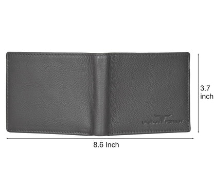 New Grey Bi-Fold Leather Men's Wallet RFID Protection Gift Item