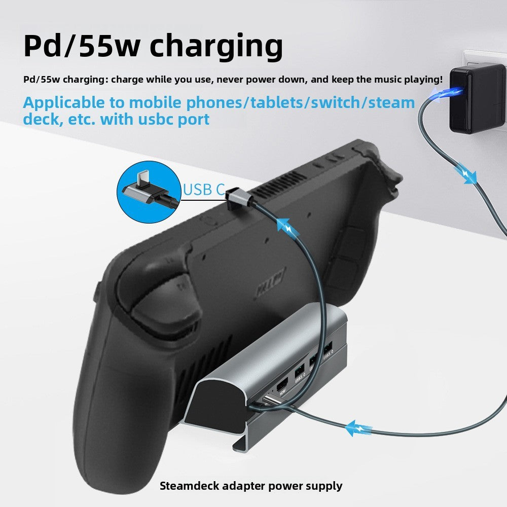 Steam Deck Gaming Console Base 6-in-1 Expansion Dock Supporting Nintendo 4K 60Hz