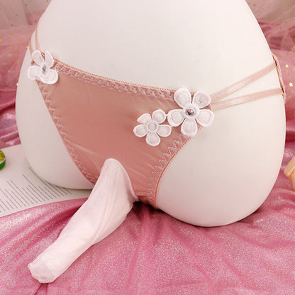 Men Sissy Sexy Sheath Underwear Ice Silk Bikini Thong Ultrathin Lowwaist Panties