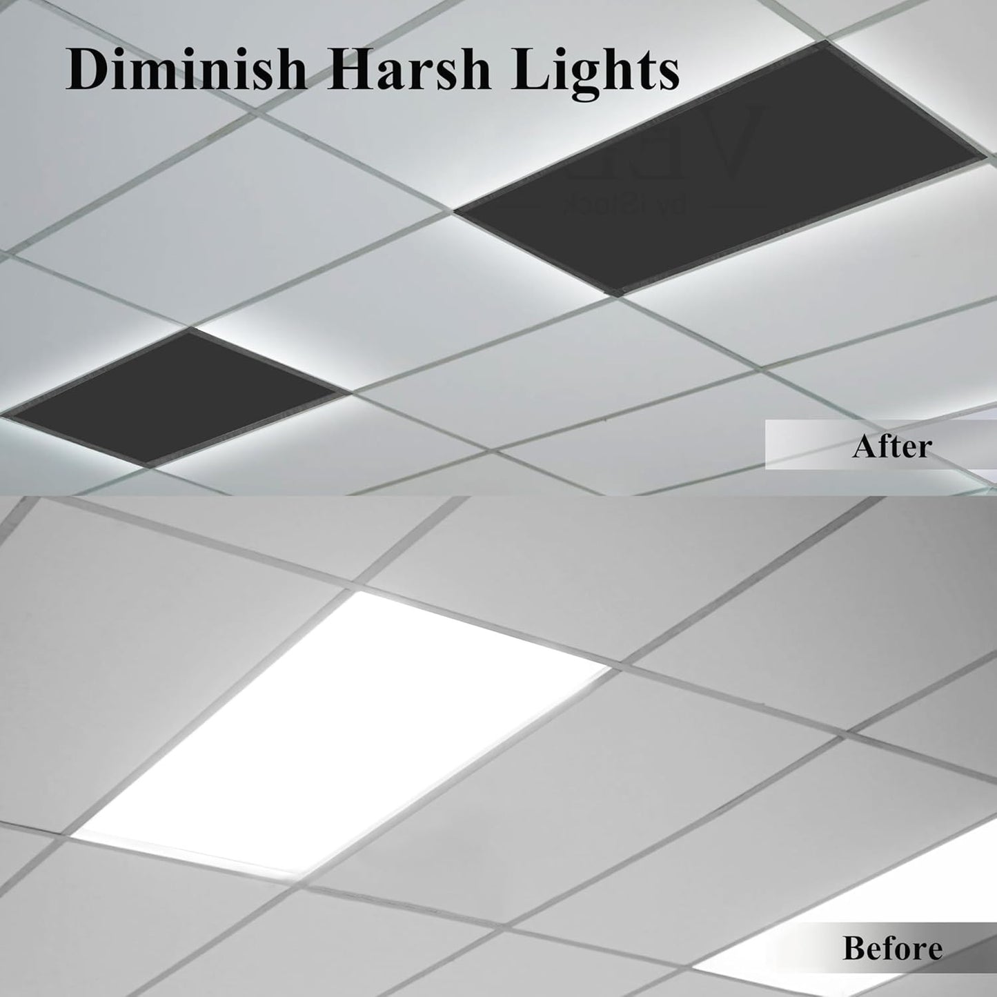 2 Pcs Fluorescent Light Covers, 4 X 2 Feet Magnetic Light Covers for Ceiling Lig