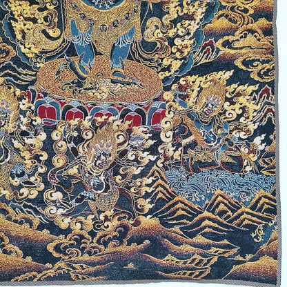 Nepal Thangka Mahakala Wall Hanging Tibetan Embroidery Buddha Art 60*40cm