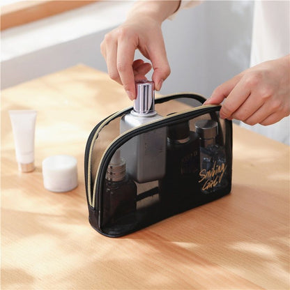 Mesh Cosmetic Bag Makeup Black Zipper Pouch Traveling Storage Toiletry Bags 1 PC