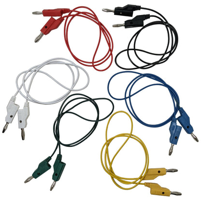Set of 6 Banana to Banana Test Leads 36" Red, Black, White, Blue, Green, Yellow