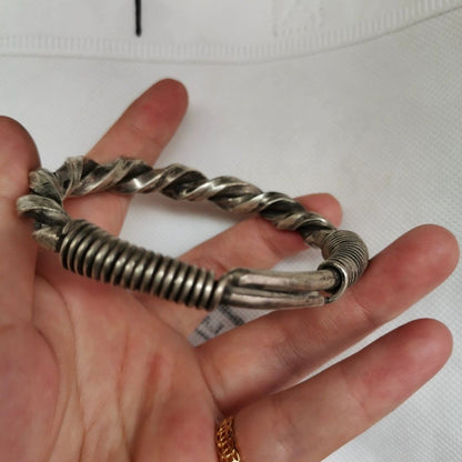 Ethnic Twist Bangle Unisex 45g Vintage Tibetan Silver Braided Jewelry