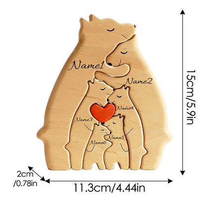 Wooden Bear Ornaments Family Statue Family Art Puzzle Desktop Decor XMAS Gifts
