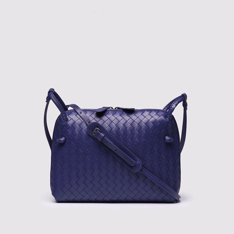 Woven Square Bag Genuine Leather Small Purse Single Shoulder Bag Crossbody Pouch