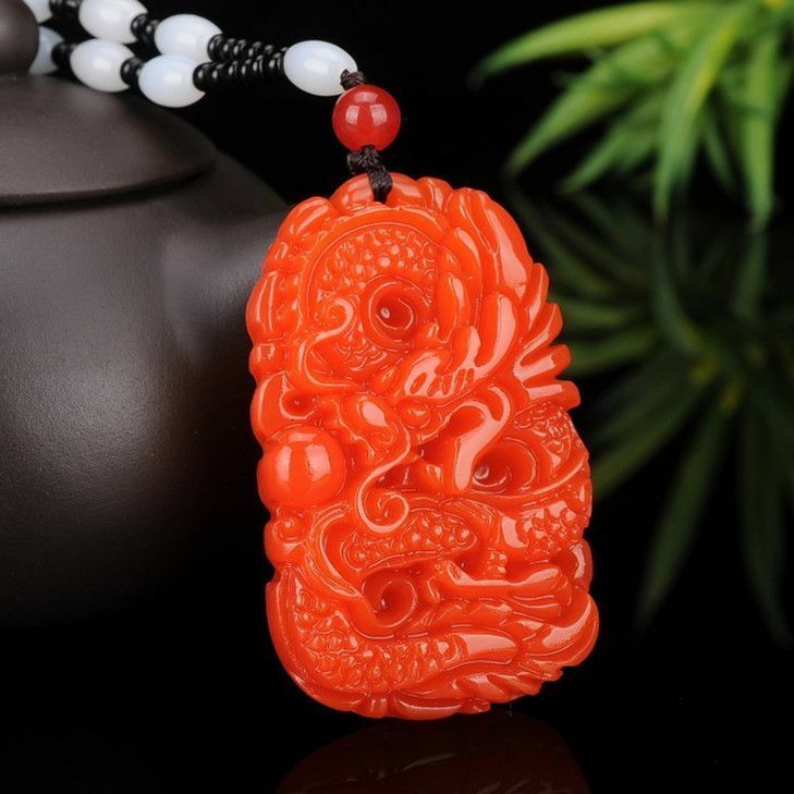 Natural red jade pendant Necklace jewelry Men Women Gifts dragon Amulet jade