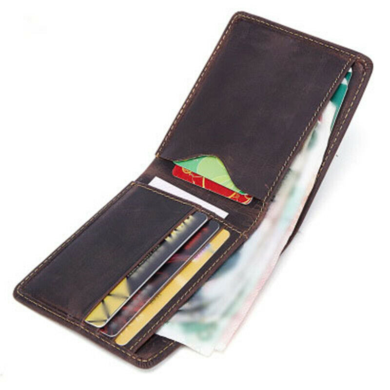 Leather Card Clamps Men's Wallet Card&ID Holder Bag Purse Cash Clip Billfold Bag