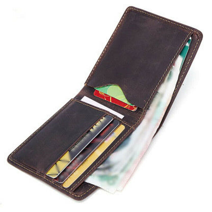 Leather Card Clamps Men's Wallet Card&ID Holder Bag Purse Cash Clip Billfold Bag