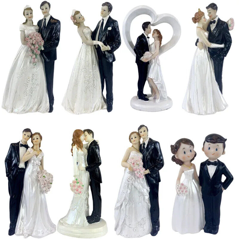 Wedding Cake Topper Resin Bride Groom Figurines Miniatures DIY Crafts Decoration