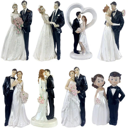 Wedding Cake Topper Resin Bride Groom Figurines Miniatures DIY Crafts Decoration