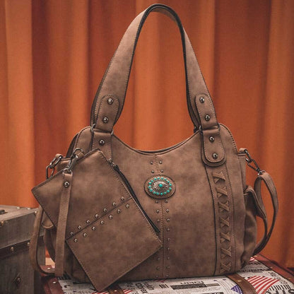 2x Celela Women Concealed Carry Shoulder Handbag Bag Turquoise Hobo W/ Wallet US