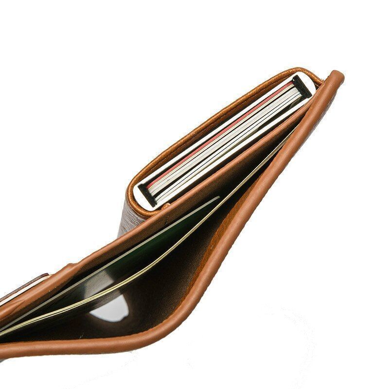 Wallet Purse Anti-theft Card Holder Metal Case Vintage Money Bags Leather Hasp