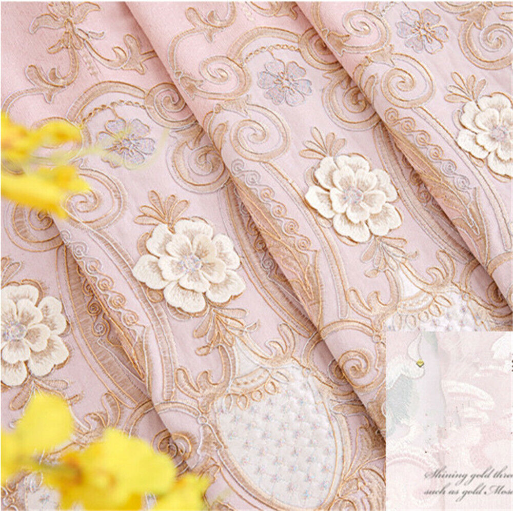 Luxury European 3D Floral Embroidery Blackout Curtain for Living Room 1 Panel