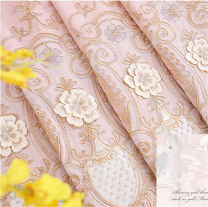 Luxury European 3D Floral Embroidery Blackout Curtain for Living Room 1 Panel