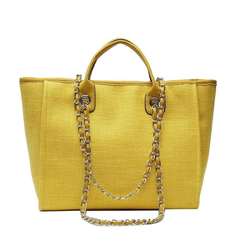 Casual Large Capacity Tote Chains Women Handbags Luxury Canvas Lady Shoulder Bag