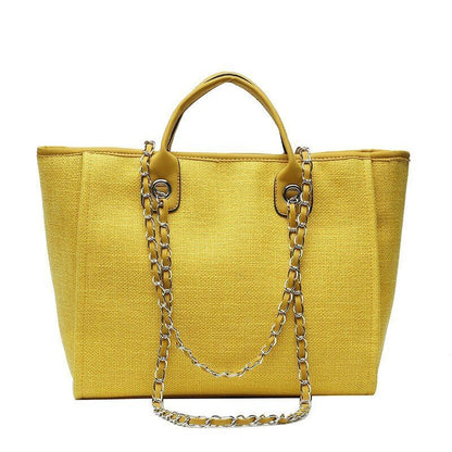 Casual Large Capacity Tote Chains Women Handbags Luxury Canvas Lady Shoulder Bag