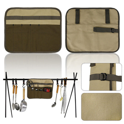 Portable Foldable Outdoor Camping Cutlery Storage Bag Knife Bag Roll Hanging Bag