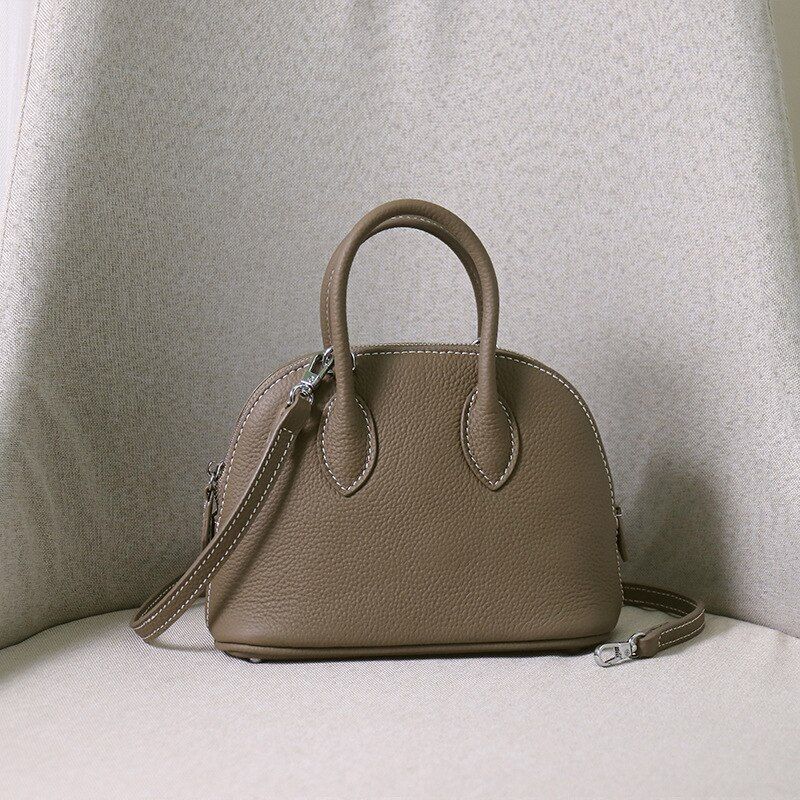 Shell Handbag Cowhide Bag Genuine Leather Crossbody Shoulder Bag S/M/L 18*7*13CM