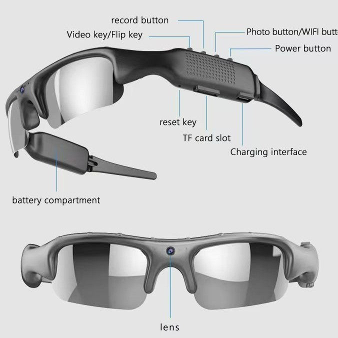 Sports glasses with WiFi, smart multifunctional camera for video recording photo