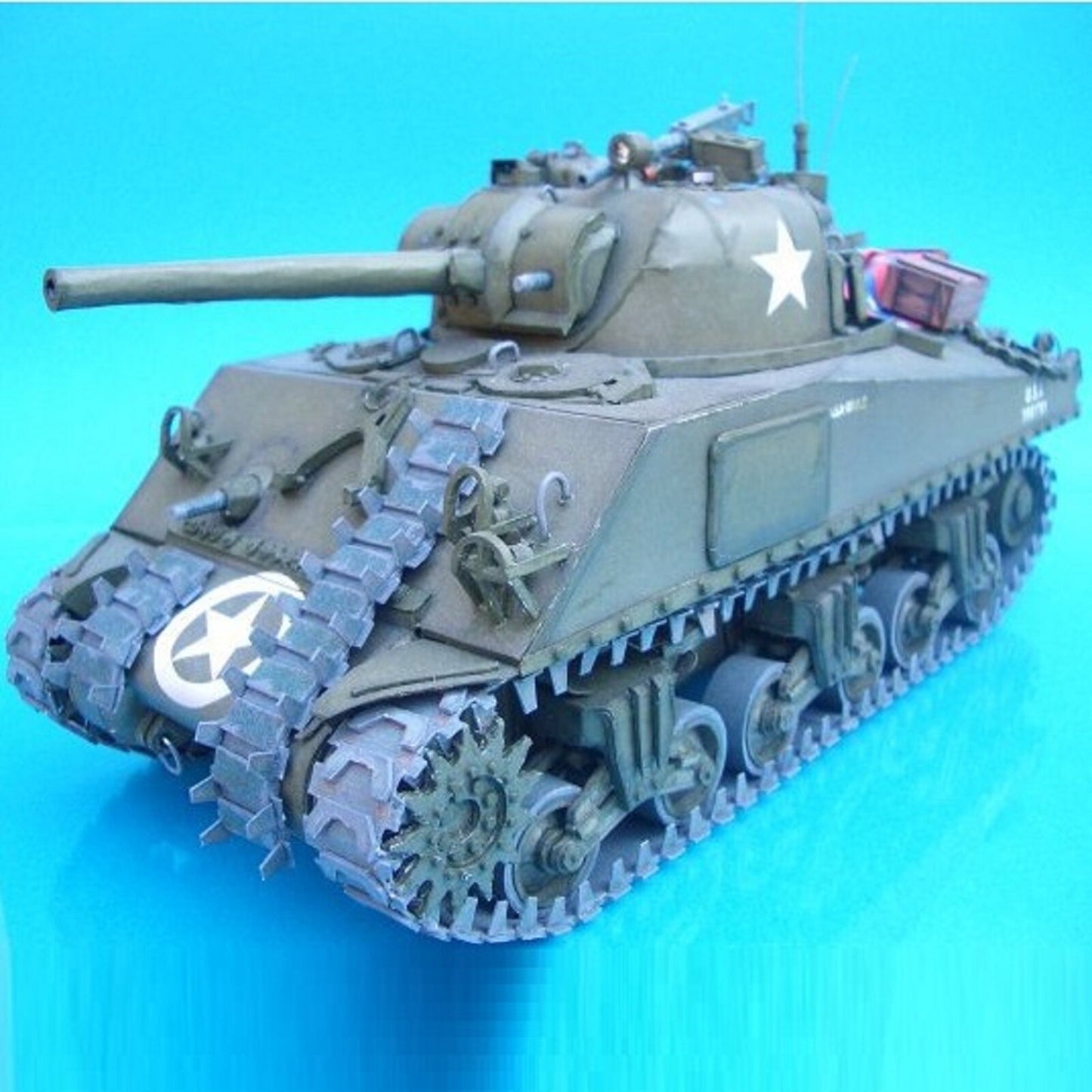 DIY 1/25 Scale USA Sherman M4A3 Tank Paper Model Military Tank Paper Model Scene