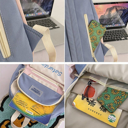 Backpack Multicolor Cute Schoolbag Travel Rucksack Canvas Bags 30*13*42 CM Purse