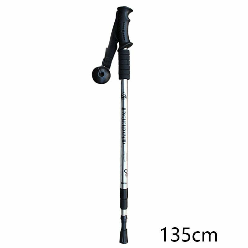Telescopic Hiking Camping Climbing Walking Stick Trekking Pole Cane Elderly Red