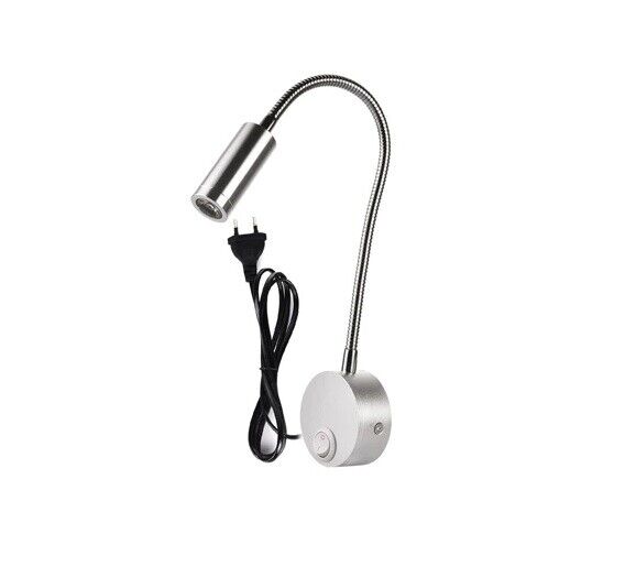 Wall Lamp 3W Aluminum Black Silver Home Hotel Loft Bedside Reading Book Lighting