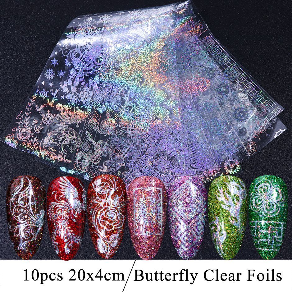 Nail Art 10Pcs Matte Metallic Foils Gold Silver Mirror Starry Paper Gel Stickers