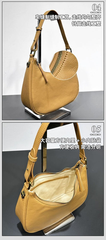Cowhide Armpit Dumpling Bag Fashionable Versatile Leather Shoulder Handheld Bags