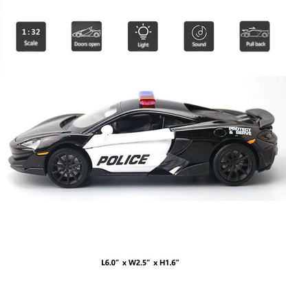 1/32 McLaren 600LT Police Car Model Diecast Toy Vehicle Boys Toys for Kids Gifts