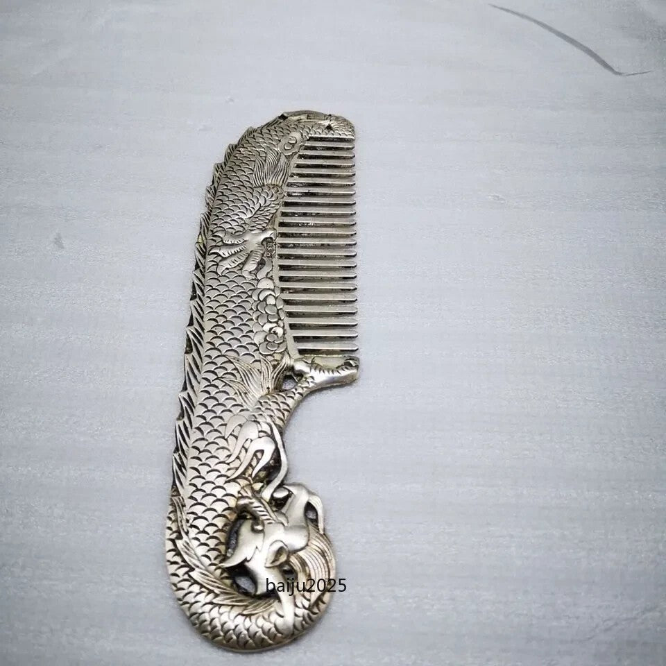 Old Chinese Tibetan Collection Handmade Dragon Classical Comb Statue
