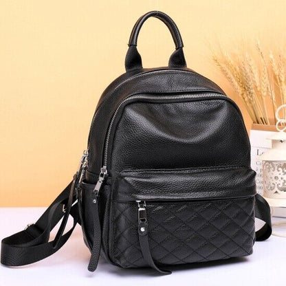 Top Cow Leather Black Backpack, Soft Leather Women's rucksack Travel Bag