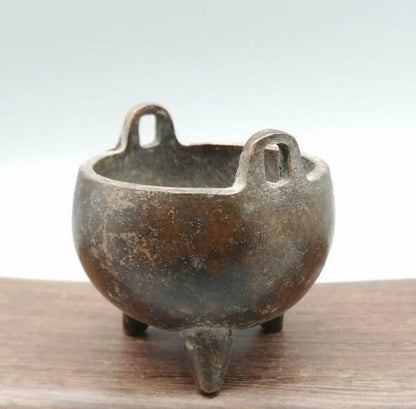 Mini Incense Burner Retro Bronze Censer Collectible Hand-carved Ornament