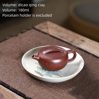 Full Handmade Tea Pot Hand Carved Real Yixing Zisha Clay Master Pot Big Mouth