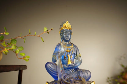 Collect China old Coloured glaze gilt carefully carved net bottle guanyin statue