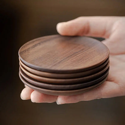 2pcs Black Walnut Coaster Mat Tea Holder Cup Holder Thermal Mat Kung Fu Tea Set