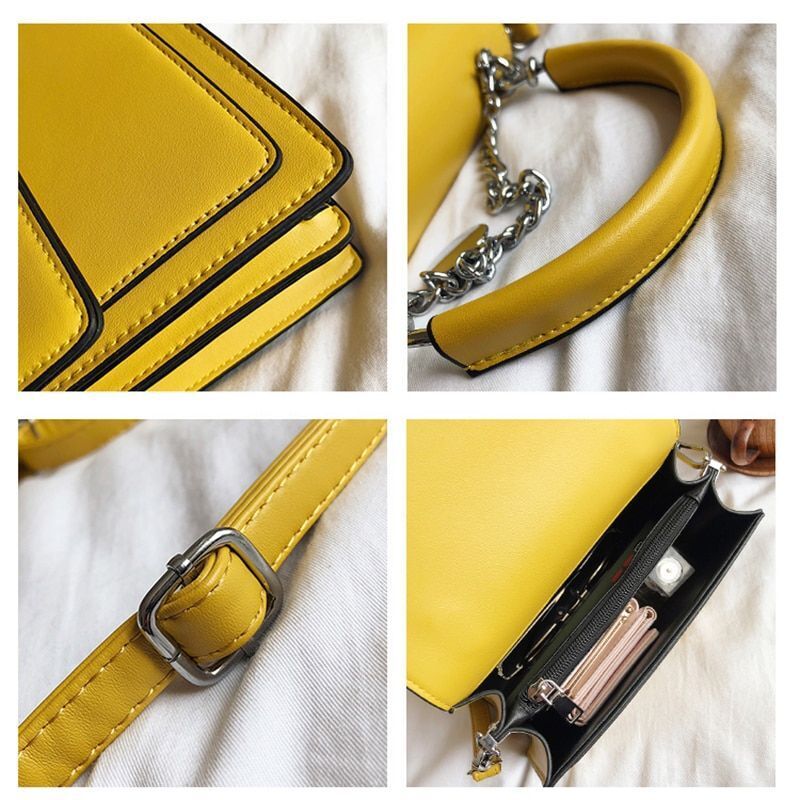 Handbag Luxury Leather Chains Accessory Shoulder Bag Trendy Crossbody Bag Black