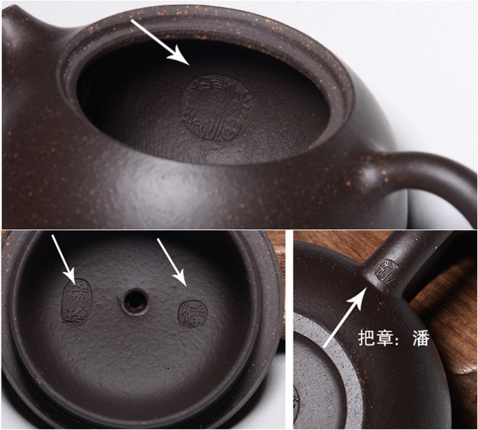 90ml Real Yixing Zisha Tea Pot Basket Shape Infuser Holes Marked Small Xishi Pot