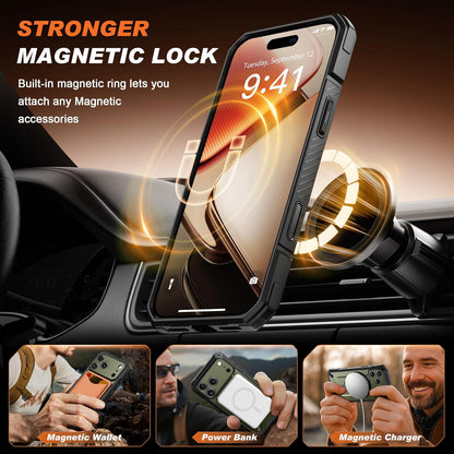 for Iphone 17 Pro Case with 360° Spin Magnetic Stand, [Compatible with Magsafe][