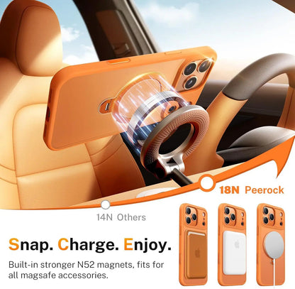 Matte Magnetic 360° Rotating Pivot Stand Phone Case for iPhone 17 Pro Max/16/15