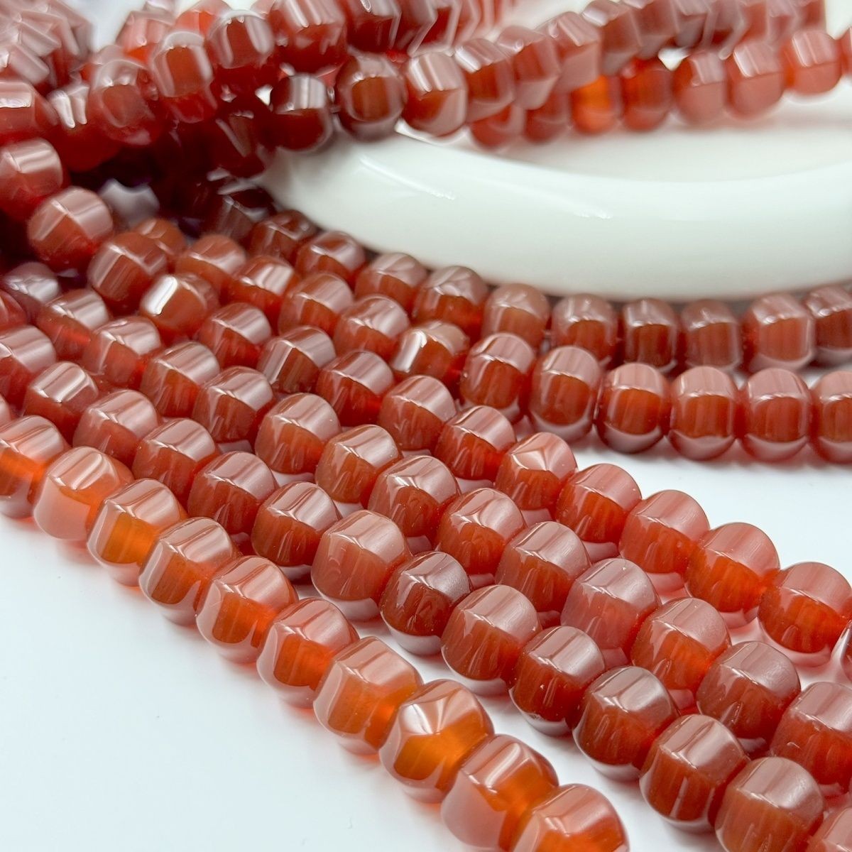 Natural Red Agate Faceted Pumpkin Beads 10x12mm DIY Jewelry Making 40pcs