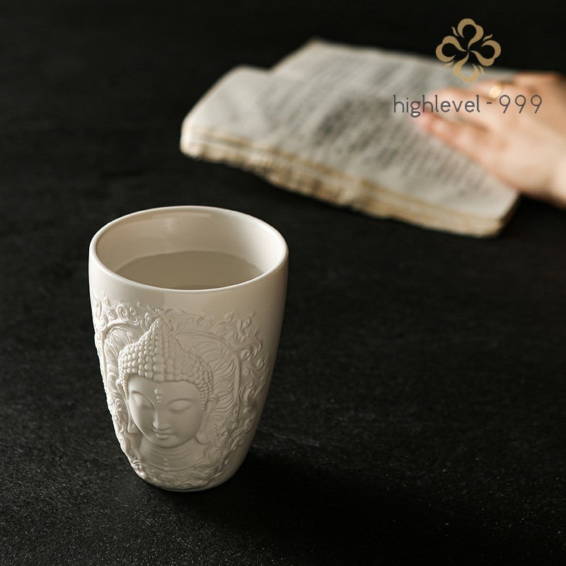 Porcelain Buddha Tea Water Cup Coffee Drinking Buddhism Zen Home Decor