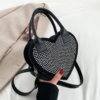 Rhinestone Heart Shaped Women's Handbag New Shoulder Bag Crossbody Handbag