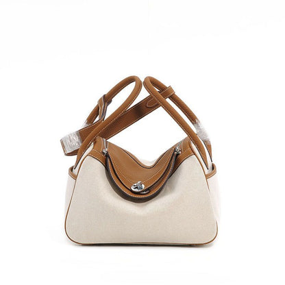 Handbag Bags Luxury Real Leather Bag Canvas Shoulder Purse 26*14*19 /30*16*21 CM