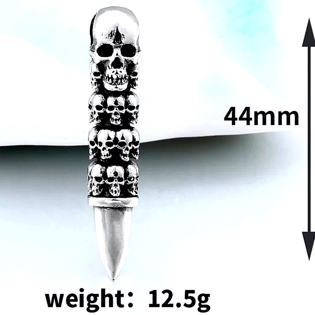 Cadena Bala de Calavera para Hombre Mujer Collar de Acero Inoxidable Lujo