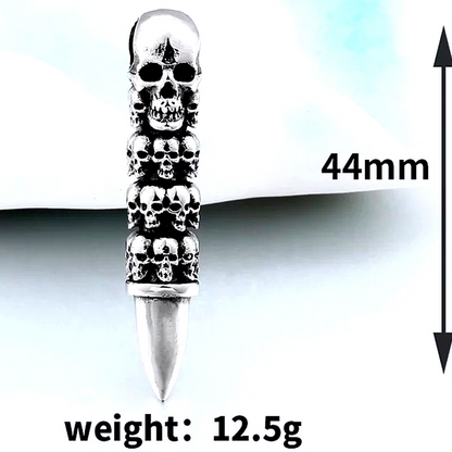 Cadena Bala de Calavera para Hombre Mujer Collar de Acero Inoxidable Lujo